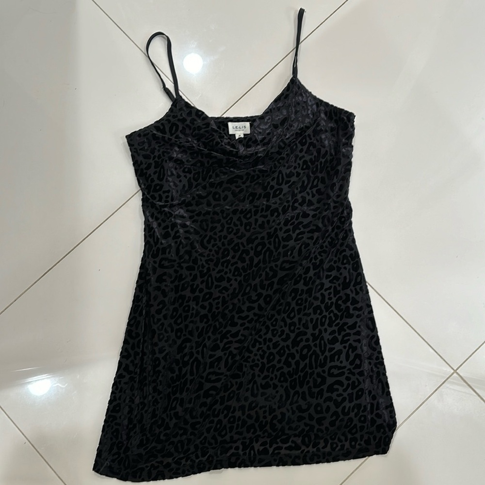 NWT Crushed Velvet Cheetah mini dress with cowl neck